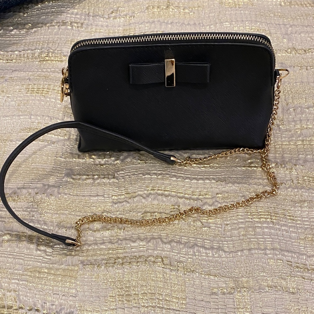 Miztrgue Black mini Crossbody Bag with Gold Chain